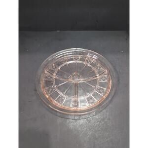 Doric Pattern Cake Plate, Vintage Pink Depression Glass, 9" Section Cake Platter